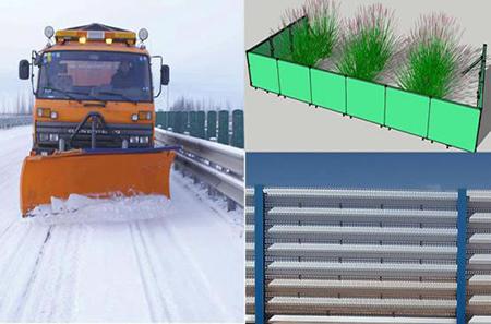 Snow barriers for roads and greenbelts